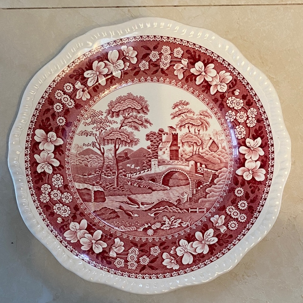 Vintage Spode Pink Tower Dinner Plate 10 5/8” Never Used